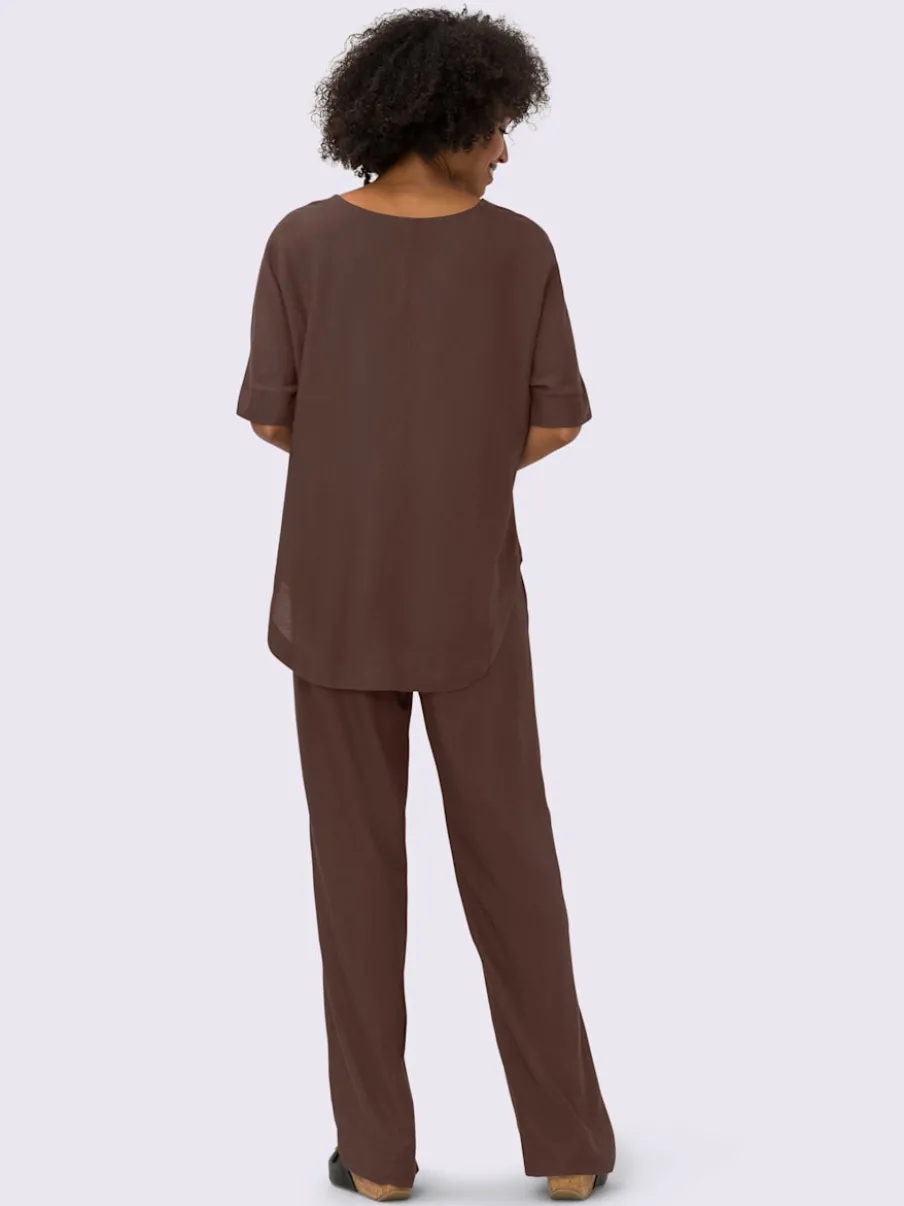 Ensemble chemisier et pantalon ample en lin léger