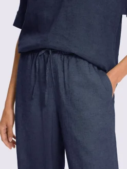 Ensemble chemisier et pantalon ample en lin léger