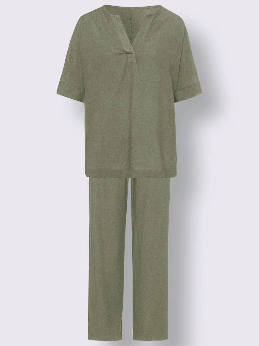 Ensemble chemisier et pantalon ample en lin léger