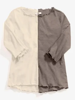 Ensemble de deux T-shirts à encolure en U et manches 3/4 avec bords ondulés