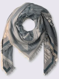 Foulard avec franges et motif géométrique élégant