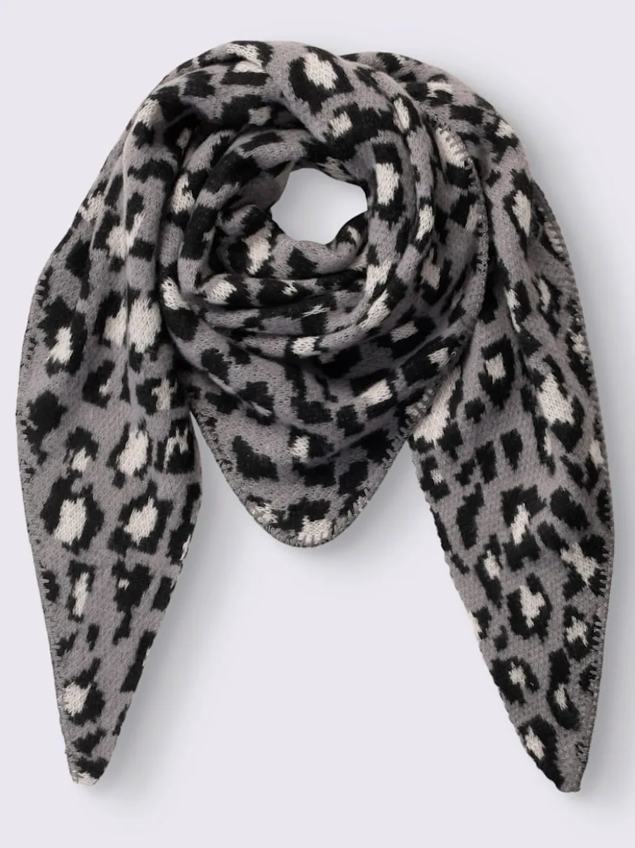 Foulard en viscose douce avec motif léopard en forme triangulaire