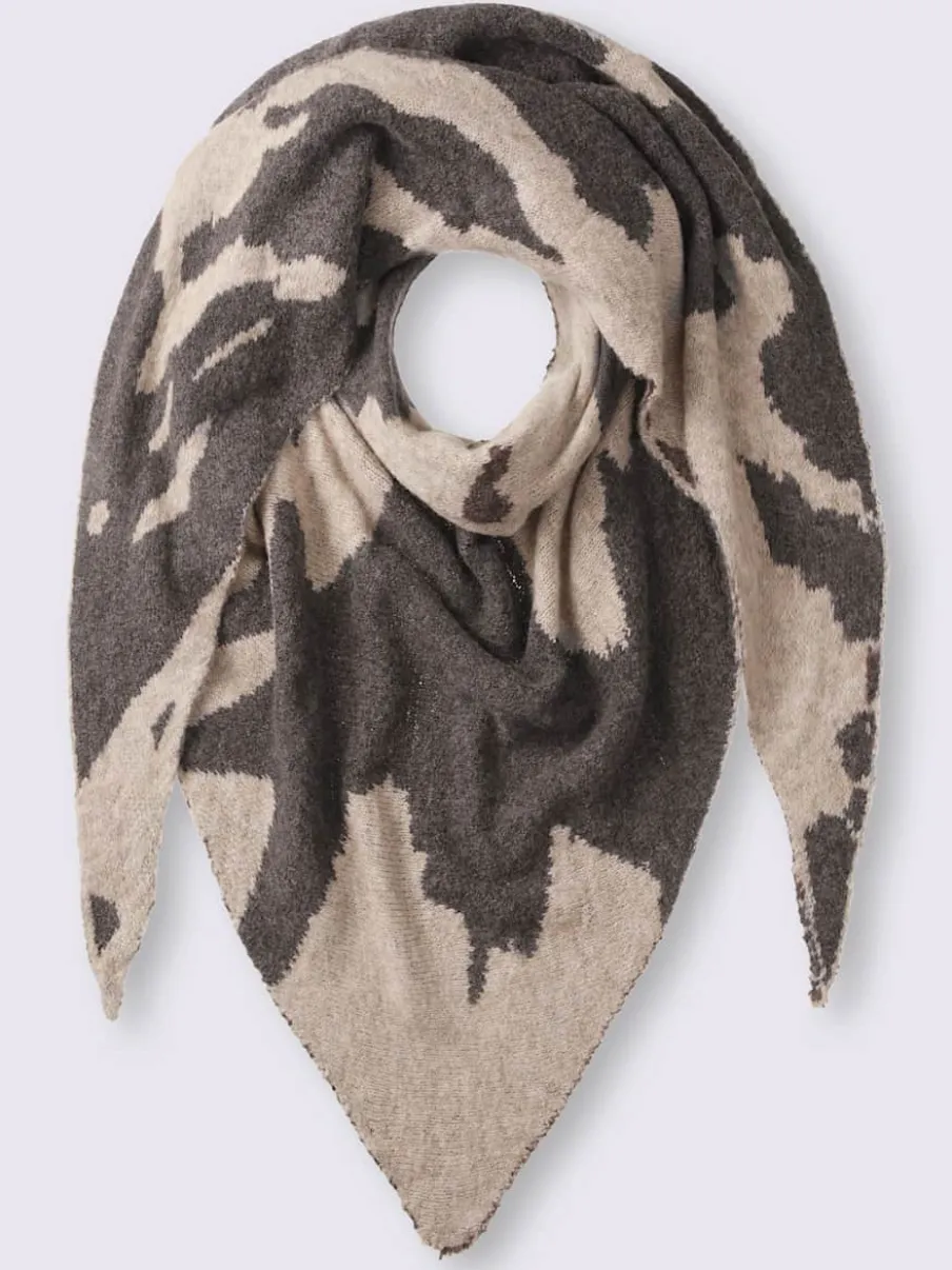 Foulard triangulaire en doux mélange de motifs graphiques