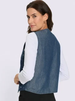 Gilet en jean avec broderie et perles décoratives