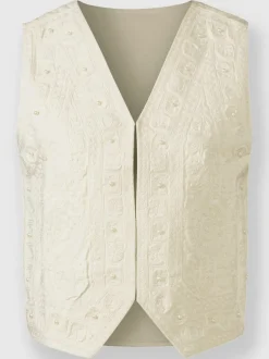 Gilet en jean avec broderie et perles décoratives
