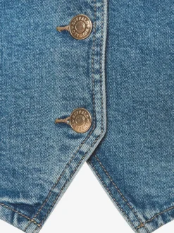 Gilet en jean à encolure V avec boutons dorés devant
