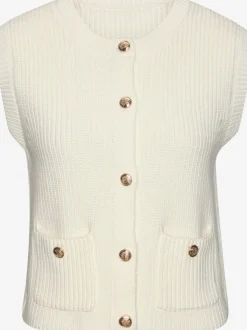 Gilet en tricot avec boutons dorés et poches plaquées