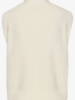 Gilet en tricot à col V profond avec boutons dorés et bords-côtes