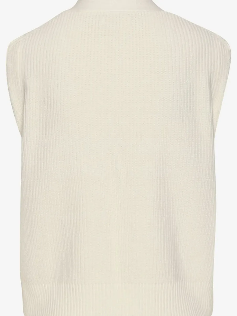 Gilet en tricot à col V profond avec boutons dorés et bords-côtes
