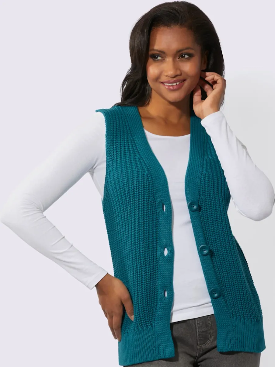 Gilet en tricot à encolure en V avec boutons