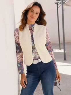 Gilet imitation fourrure fermeture crochet discrète