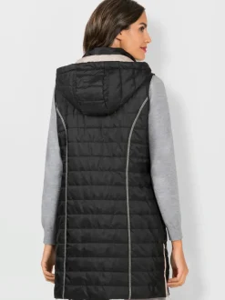 Gilet long léger avec capuche amovible et poches