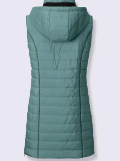 Gilet long léger avec capuche amovible et poches