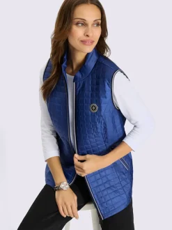 Gilet matelassé avec col montant et poches contrastées