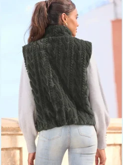 Gilet réversible en peluche avec col montant et dos matelassé