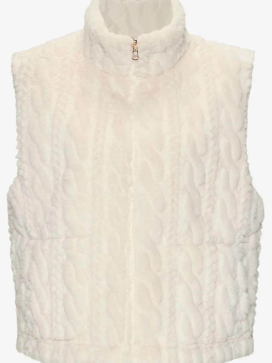 Gilet réversible en peluche avec col montant et dos matelassé
