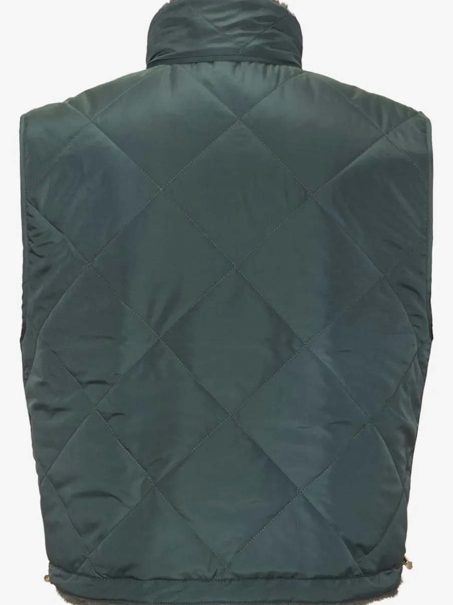 Gilet réversible en peluche avec col montant et dos matelassé