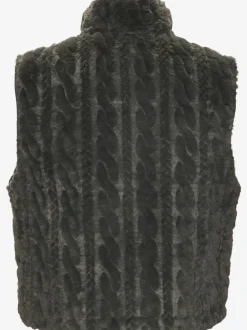 Gilet réversible en peluche avec col montant et dos matelassé
