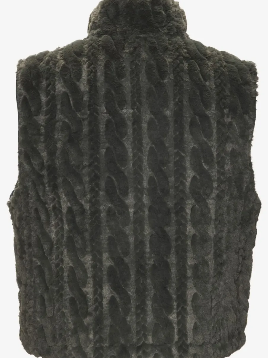 Gilet réversible en peluche avec col montant et dos matelassé