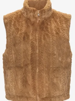 Gilet réversible en peluche avec col montant et dos matelassé