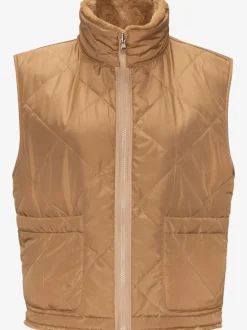 Gilet réversible en peluche avec col montant et dos matelassé