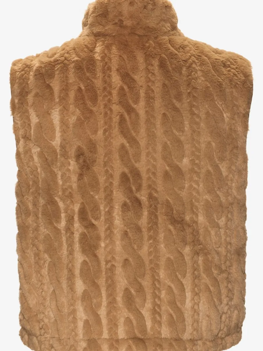 Gilet réversible en peluche avec col montant et dos matelassé