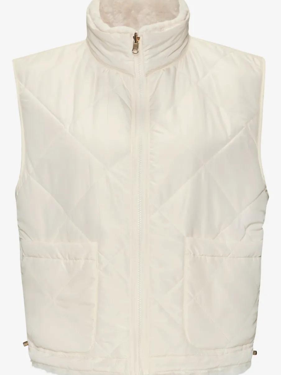 Gilet réversible en peluche avec col montant et dos matelassé