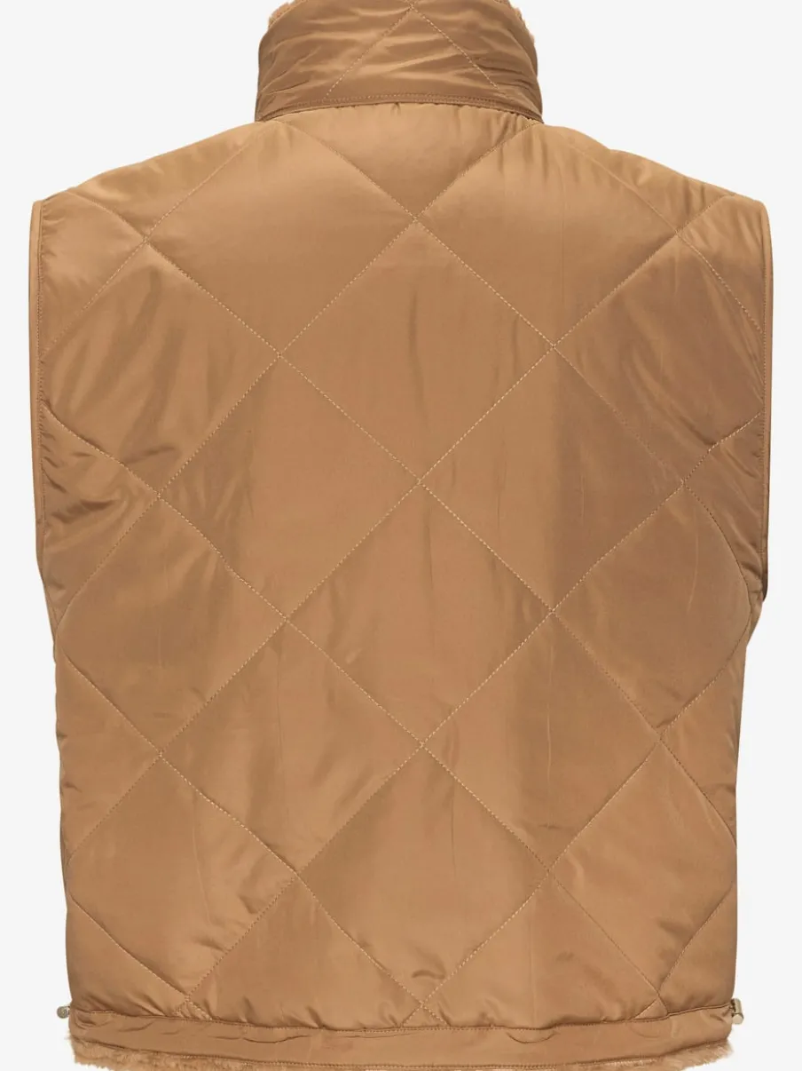 Gilet réversible en peluche avec col montant et dos matelassé