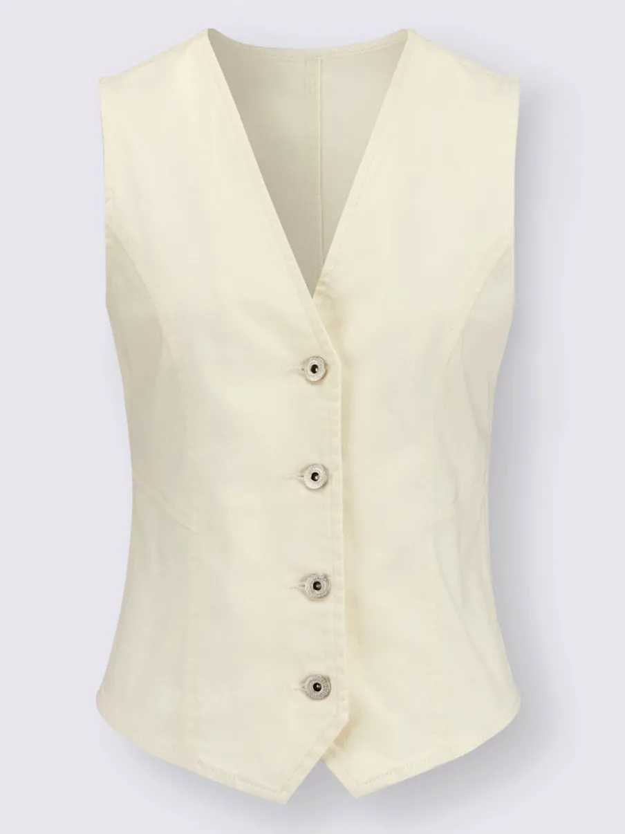 Gilets en jean avec encolure en V et boutons décoratifs