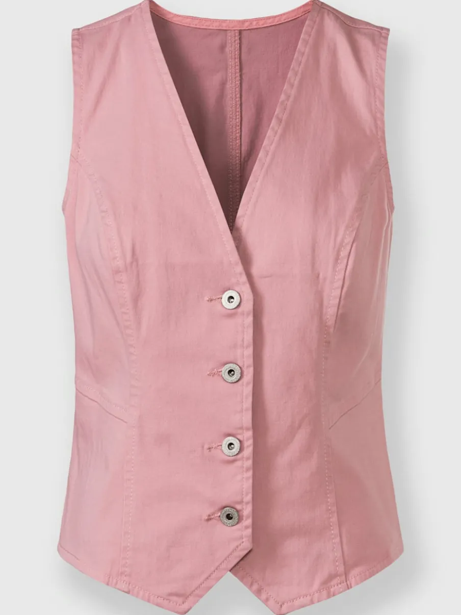 Gilets en jean avec encolure en V et boutons décoratifs