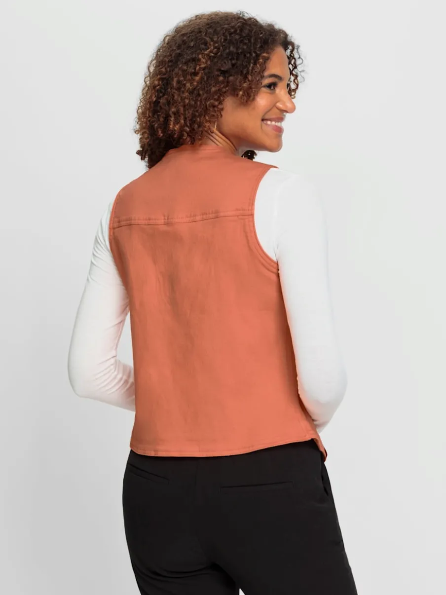 Gilets en jean avec encolure en V et poches pratiques