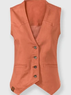 Gilets en jean avec encolure en V et poches pratiques