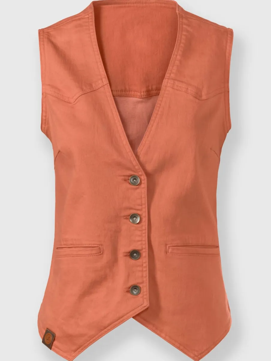 Gilets en jean avec encolure en V et poches pratiques