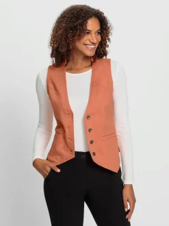 Gilets en jean avec encolure en V et poches pratiques