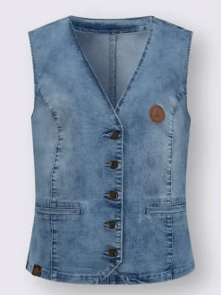 Gilets en jean avec poches et col en V