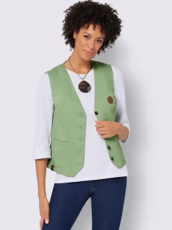 Gilets en jean avec poches et col en V