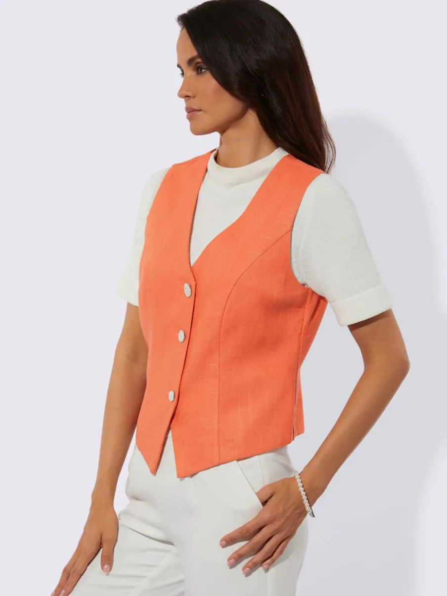 Gilets en mélange de lin avec encolure en V
