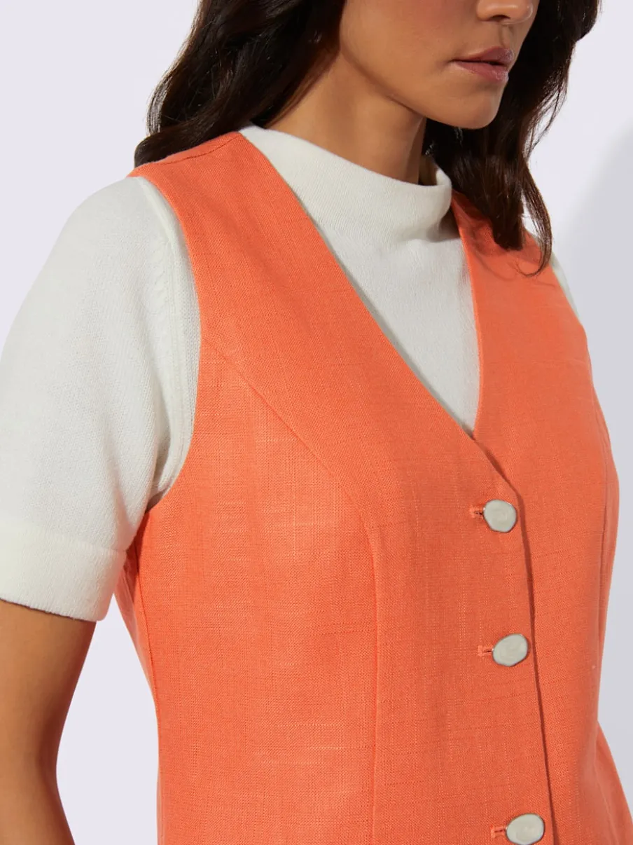Gilets en mélange de lin avec encolure en V
