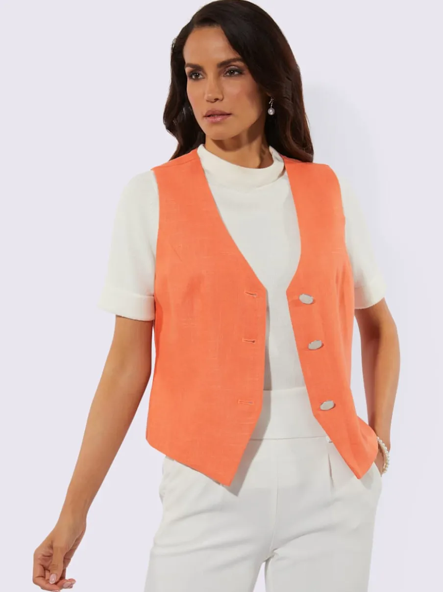 Gilets en mélange de lin avec encolure en V