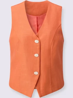 Gilets en mélange de lin avec encolure en V