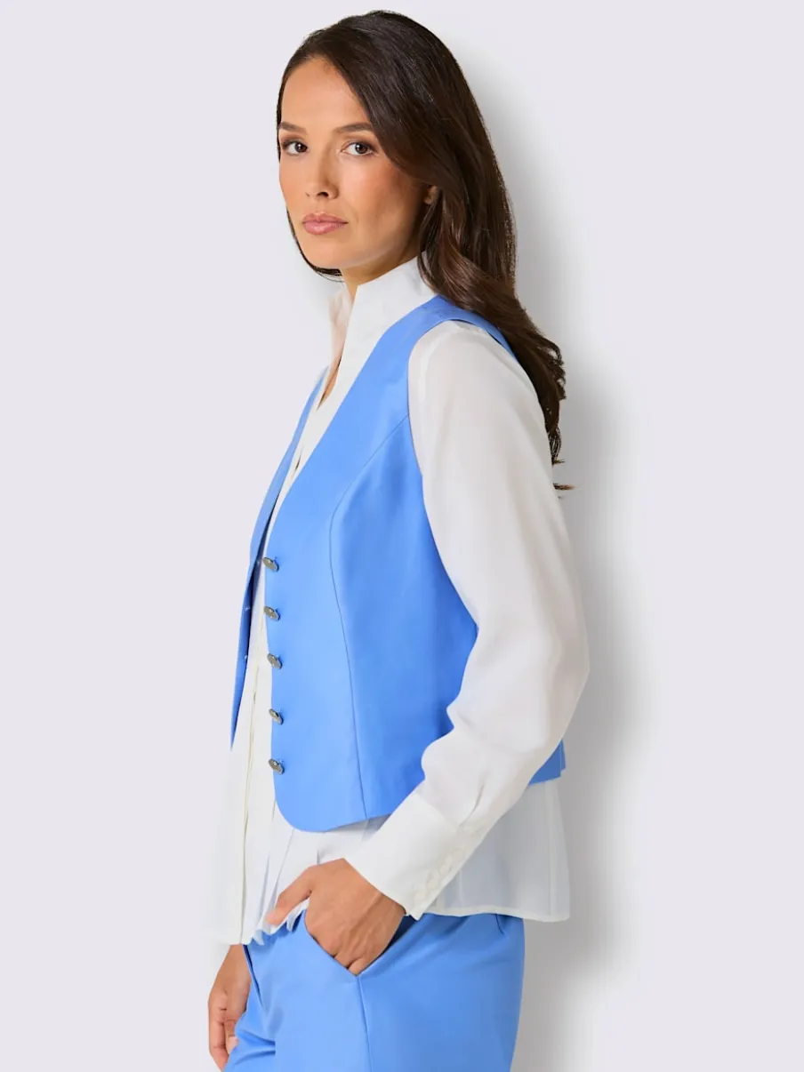 Gilets en mélange de soie structurés avec boutons estampés