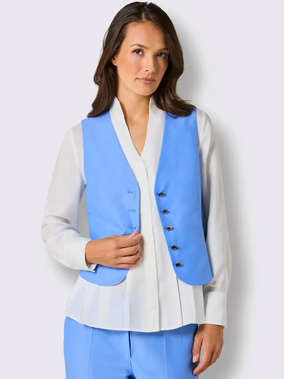 Gilets en mélange de soie structurés avec boutons estampés