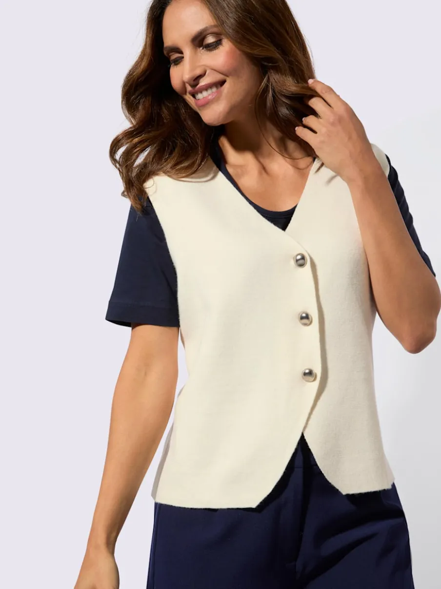 Gilets en tricot avec encolure en V et boutons argentés