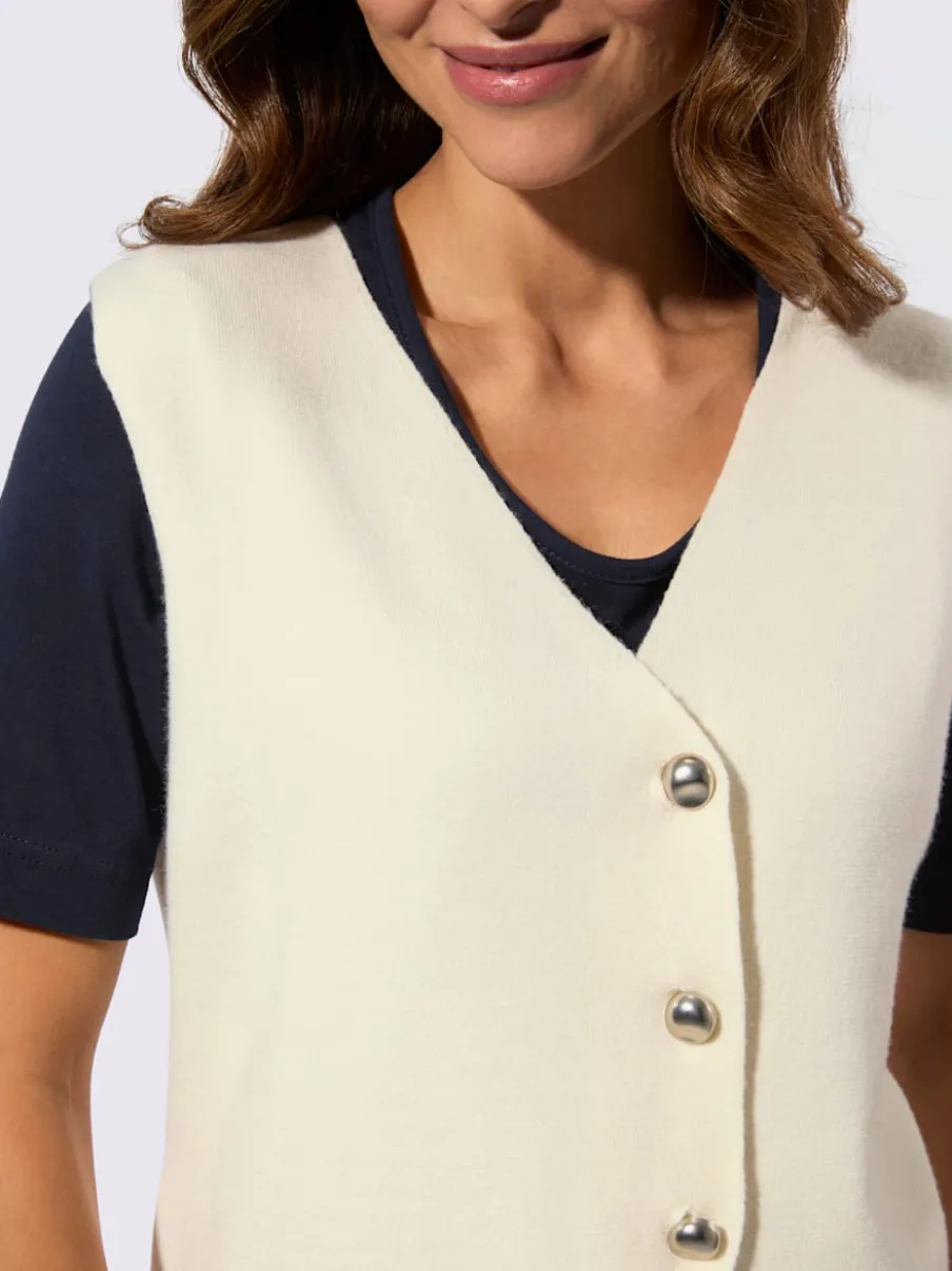 Gilets en tricot avec encolure en V et boutons argentés