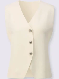Gilets en tricot avec encolure en V et boutons argentés