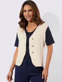 Gilets en tricot avec encolure en V et boutons argentés