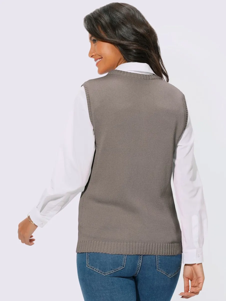 Gilets en tricot sans manches à encolure ronde