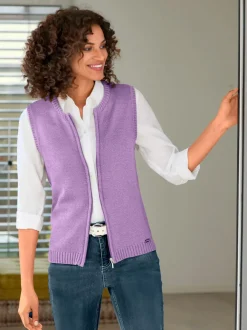 Gilets en tricot sans manches à encolure ronde