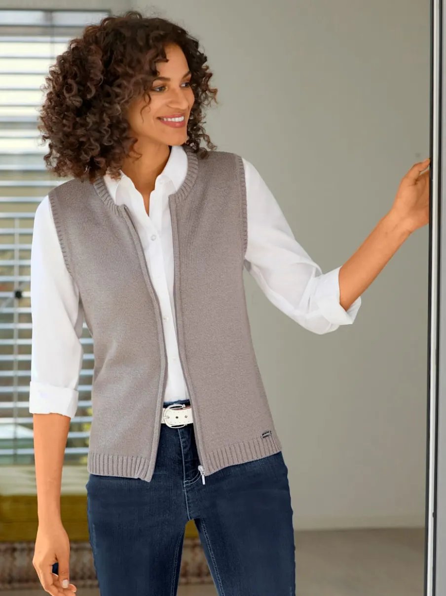 Gilets en tricot sans manches à encolure ronde