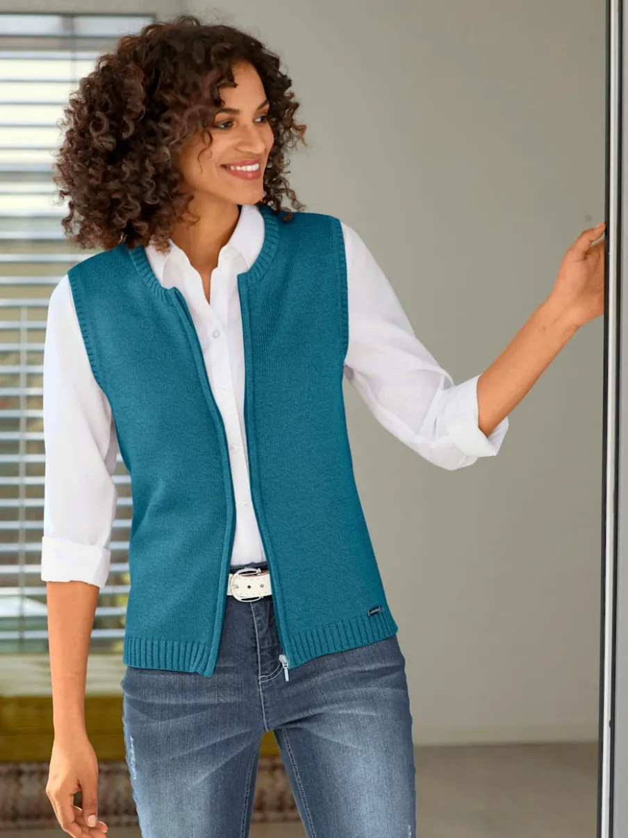 Gilets en tricot sans manches à encolure ronde